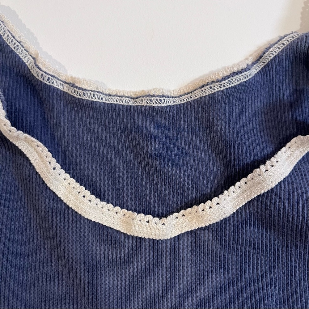 brandy melville navy blue and white trim tank top xs - Picture 5 of 7